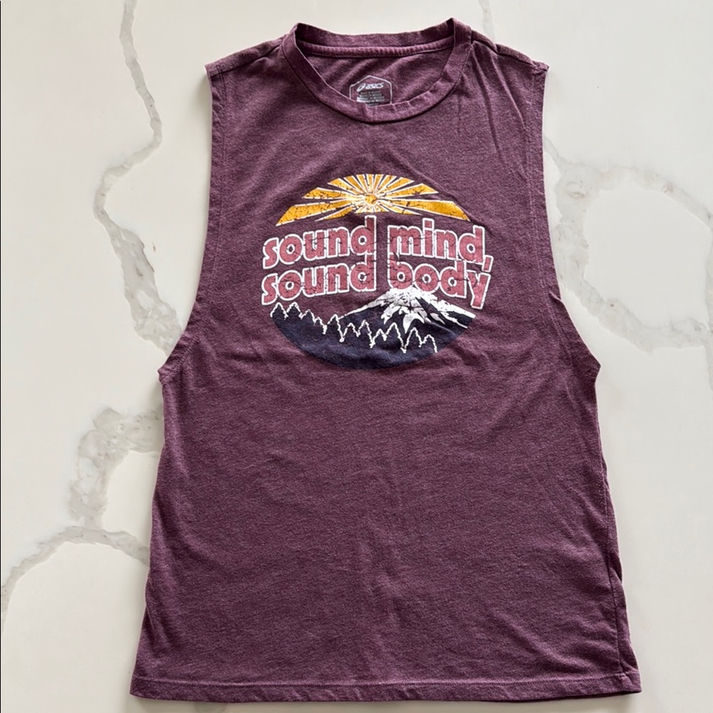 Asics Purple Graphic Crop Muscle Tee